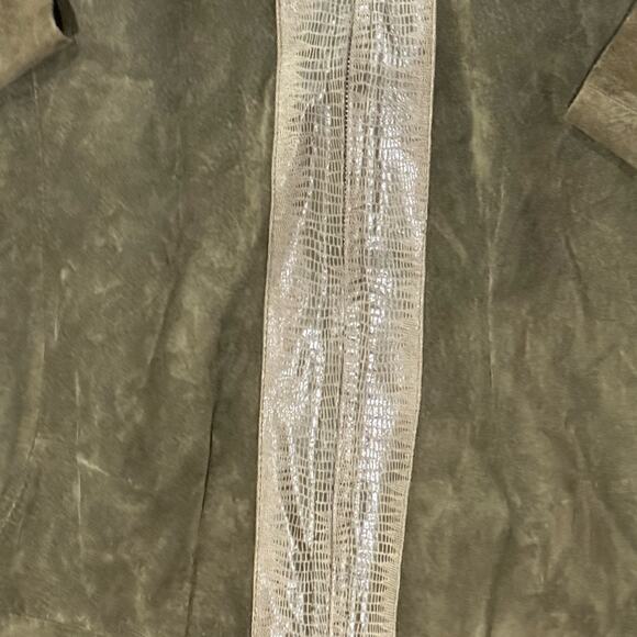Preston & York Olive Green Suede Full Zip Jacket Reptile Front in Women's Large - Picture 6 of 7
